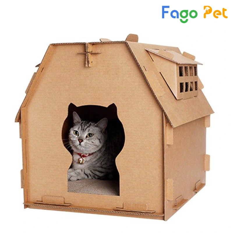 làm nhà cho mèo bằng thùng mì