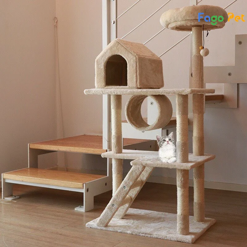 nhà cây cho mèo bằng gỗ