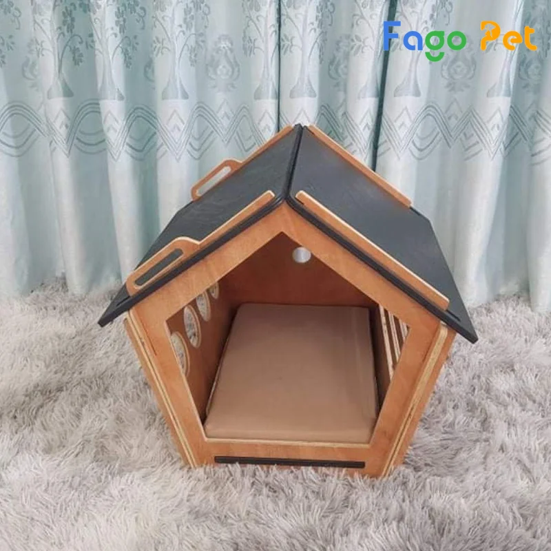  Nhà cho chó Pug bằng gỗ cầu kỳ 