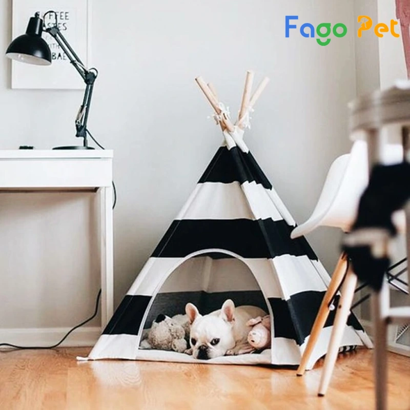 Trang trí nhà cho chó bằng vải và thanh gỗ