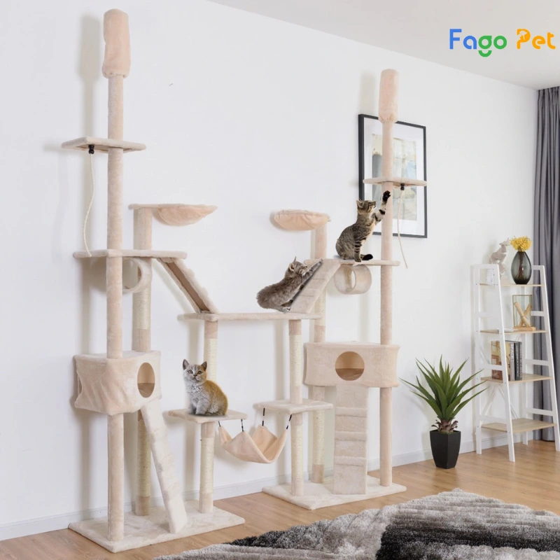 nhà cây cho mèo bằng gỗ