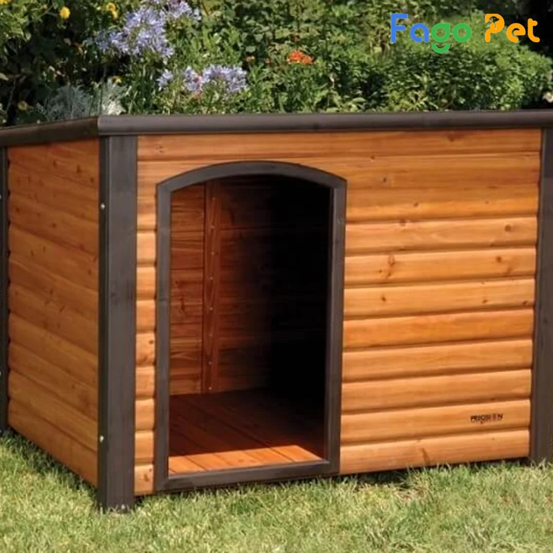 Nhà cho chó bằng gỗ mái bằng