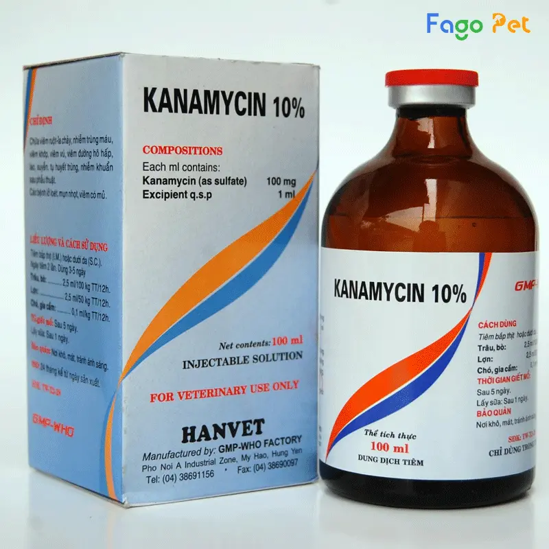 Thuốc trị rối loạn tiêu hóa cho mèo Kanamycin Inj