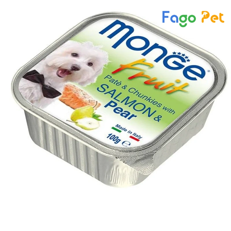 pate cho chó monge vị cá hồi và lê