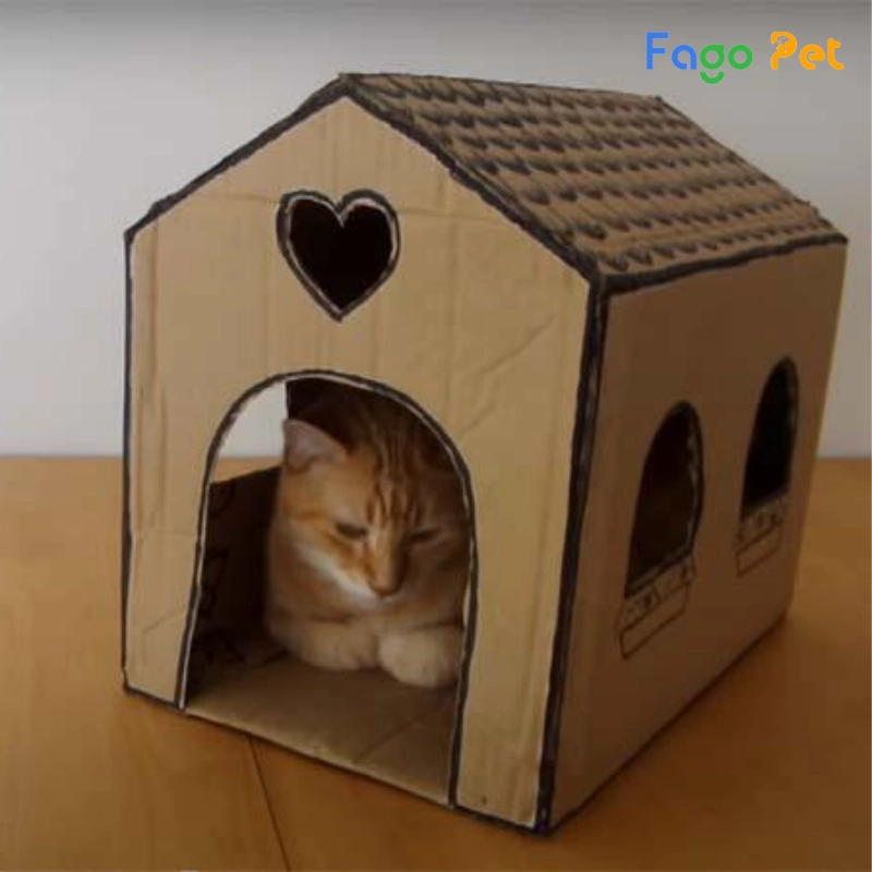 nhà cho mèo bằng thùng carton