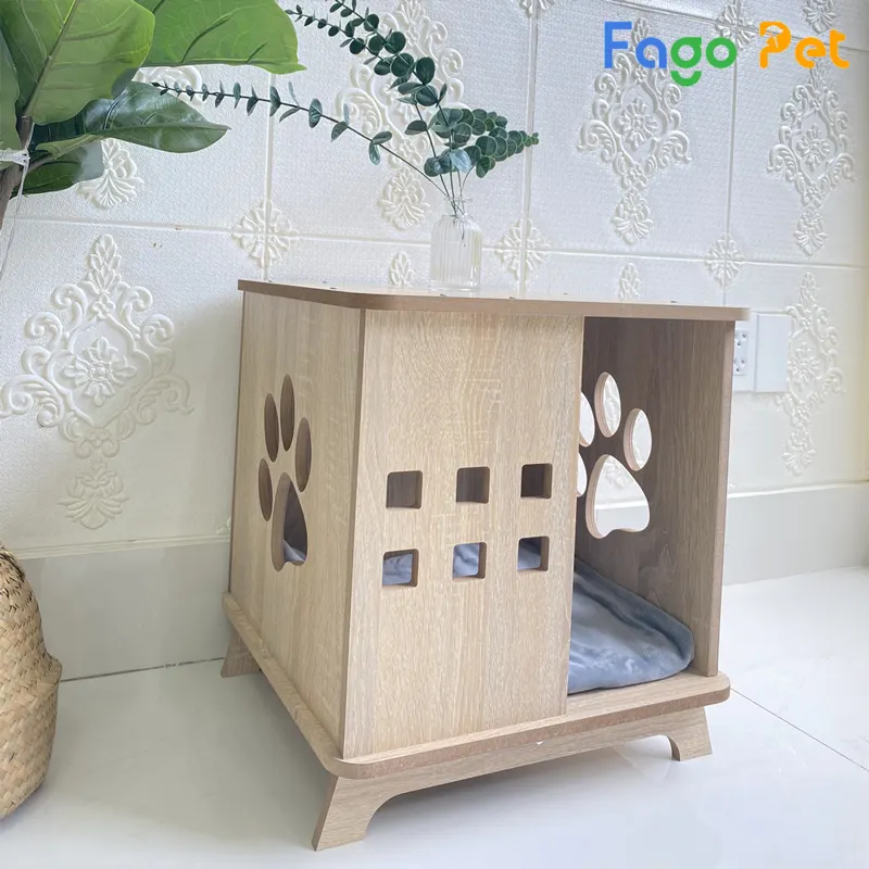 Nhà gỗ hình hộp vuông cho chó Phốc sóc
