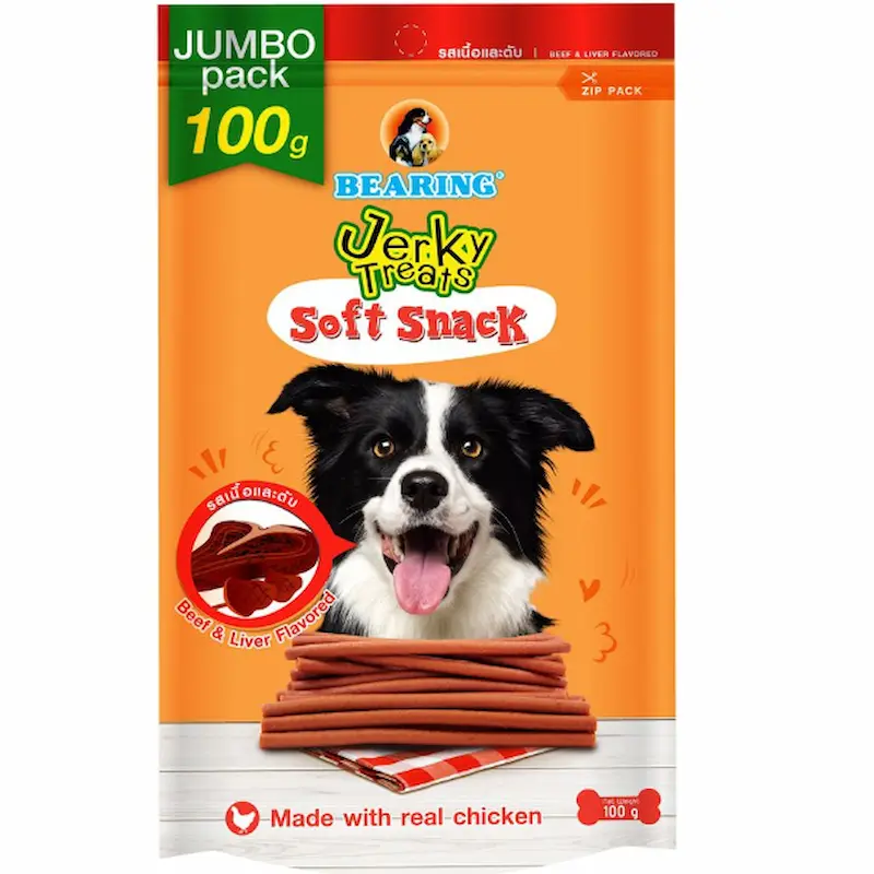 Snack mềm jerky treats cho chó Bearing vị bò và gan