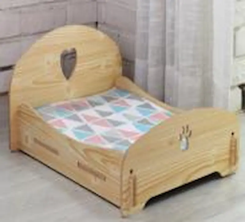 Giường gỗ cho thú cưng -Nâu Gỗ | Loffepet S:50x43x24cm