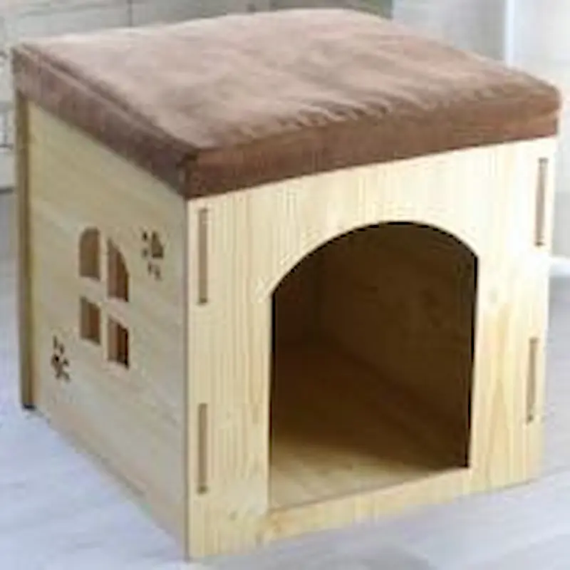 Nhà gỗ vuông cho thú cưng - Nâu Gỗ | Loffepet M:40x38x39cm