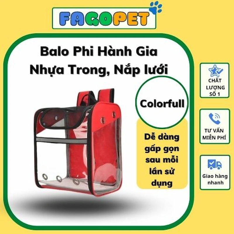 Balo Phi Hành Gia Vuông Cho Thú Cưng Màu Đỏ